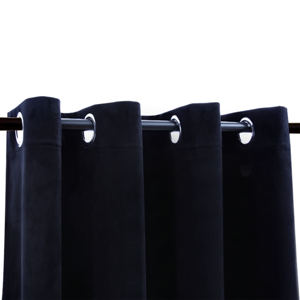 vidaXL fekete bársony sötétítőfüggöny fémkarikákkal 290 x 245 cm