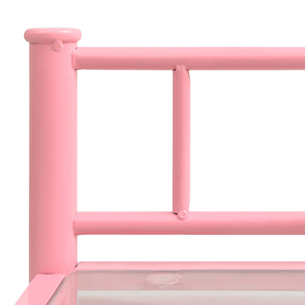 vidaXL rózsaszín, átlátszó fém és üveg éjjeliszekrény 45x34,5x60,5 cm