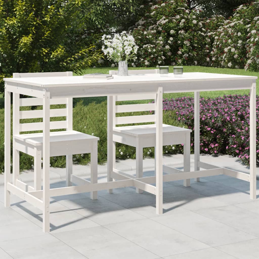 vidaXL fehér tömör fenyőfa kerti asztal 203,5x90x110 cm