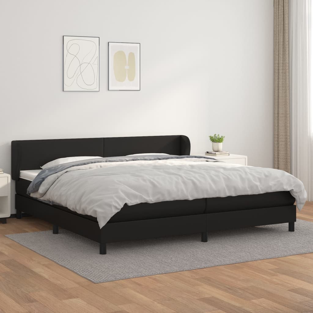 vidaXL fehér műbőr rugós ágy matraccal 200 x 200 cm