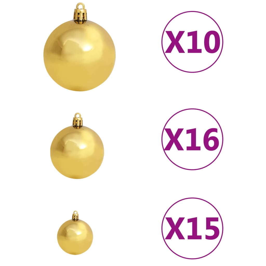 vidaXL műkarácsonyfa LED-ekkel, gömbszettel és tobozokkal 210 cm