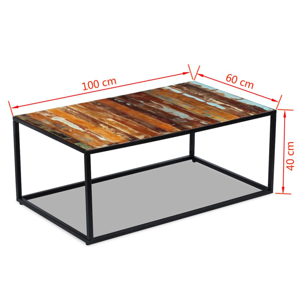 vidaXL tömör újrahasznosított fa dohányzóasztal 100 x 60 x 40 cm