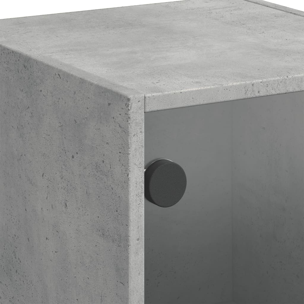 vidaXL betonszürke magasszekrény üvegajtókkal 35 x 37 x 109 cm