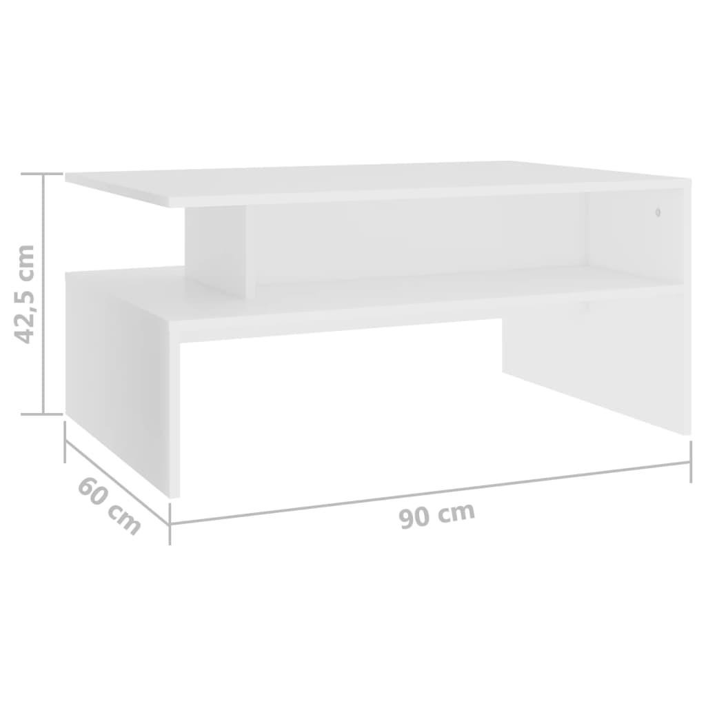 vidaXL fehér forgácslap dohányzóasztal 90 x 60 x 42,5 cm