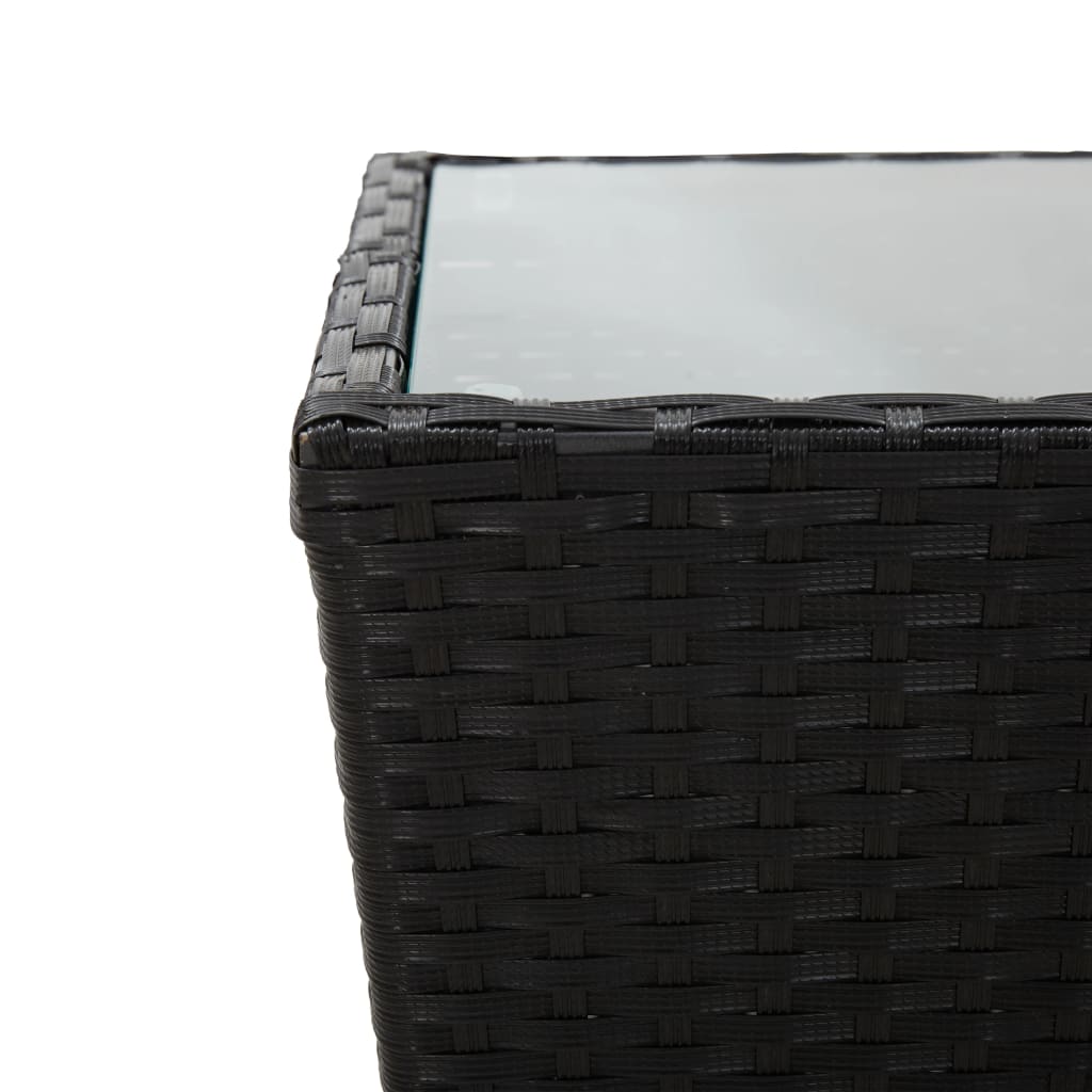 vidaXL fekete polyrattan és edzett üveg teázóasztal 41,5x41,5x43 cm