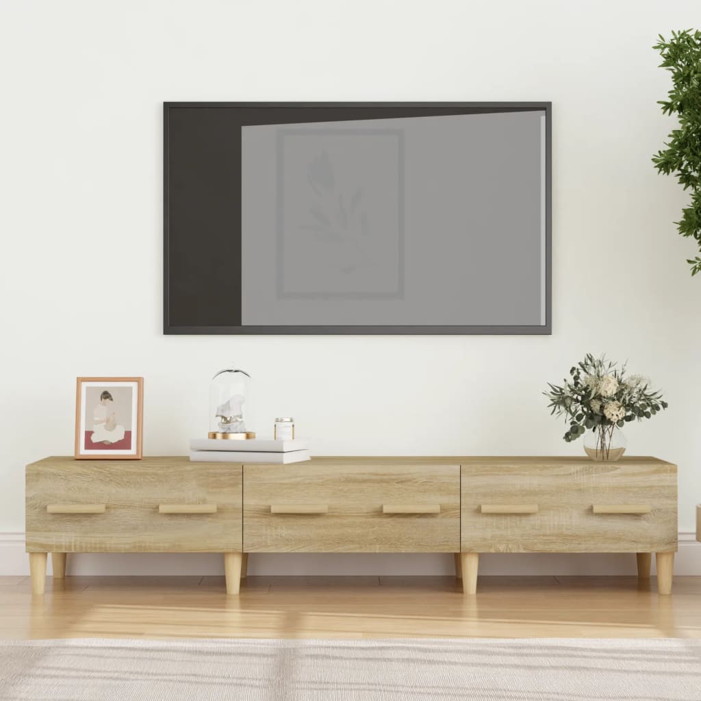 vidaXL sonoma-tölgyszínű szerelt fa fali TV-szekrény 150x34,5x30 cm