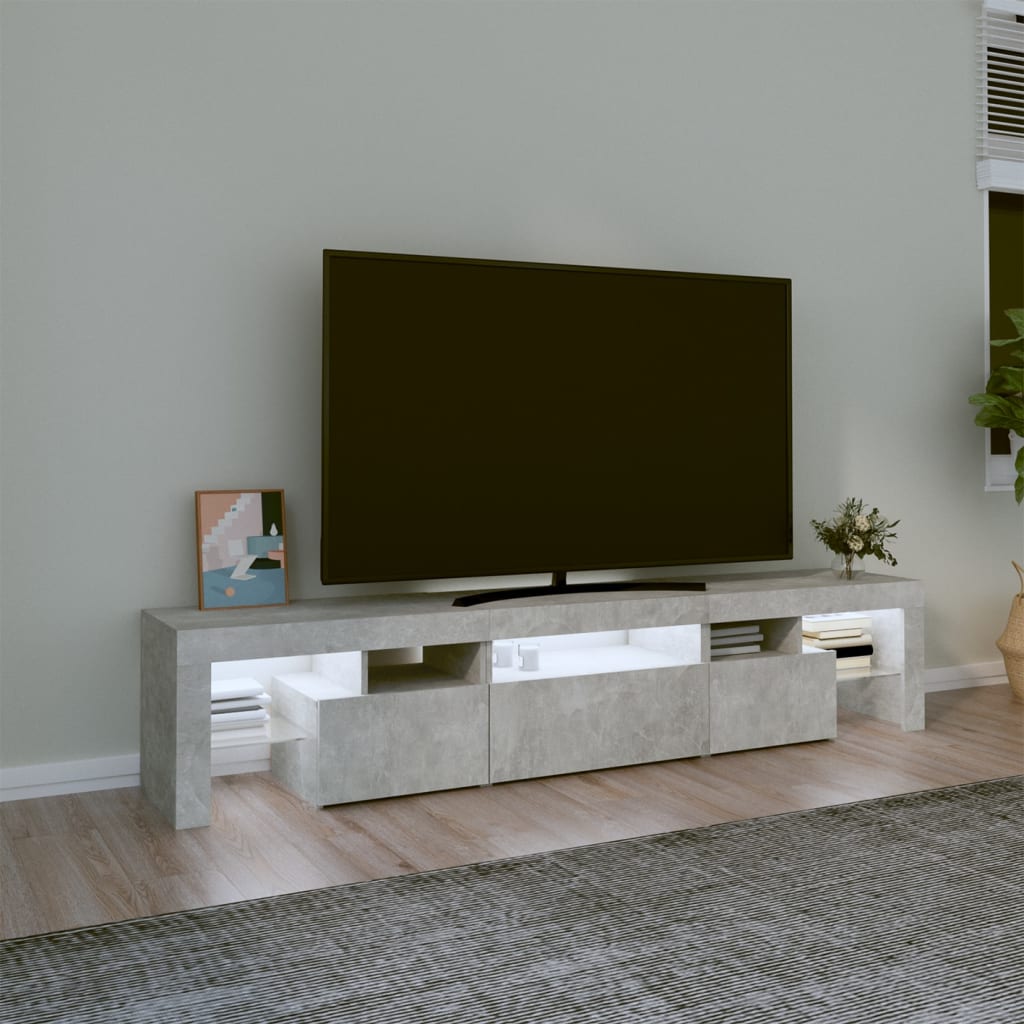 vidaXL betonszürke TV-szekrény LED lámpákkal 200x36,5x40 cm