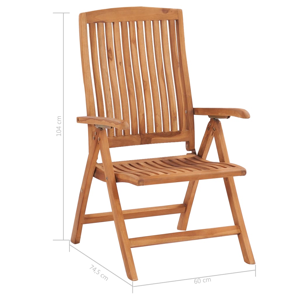 vidaXL 2 db dönthető tömör tíkfa kerti szék