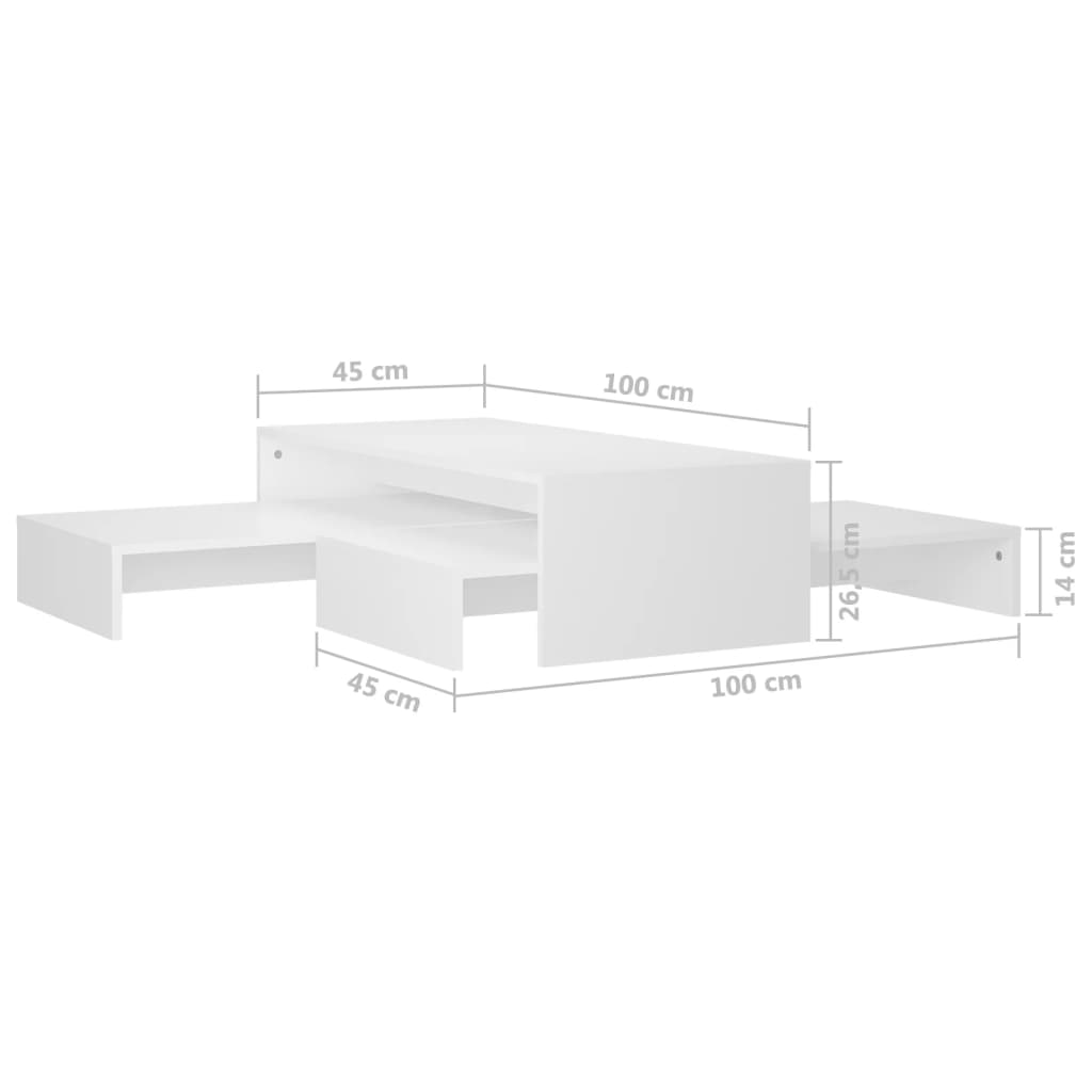 vidaXL fehér forgácslap rakásolható dohányzóasztalszett 60x60x30 cm