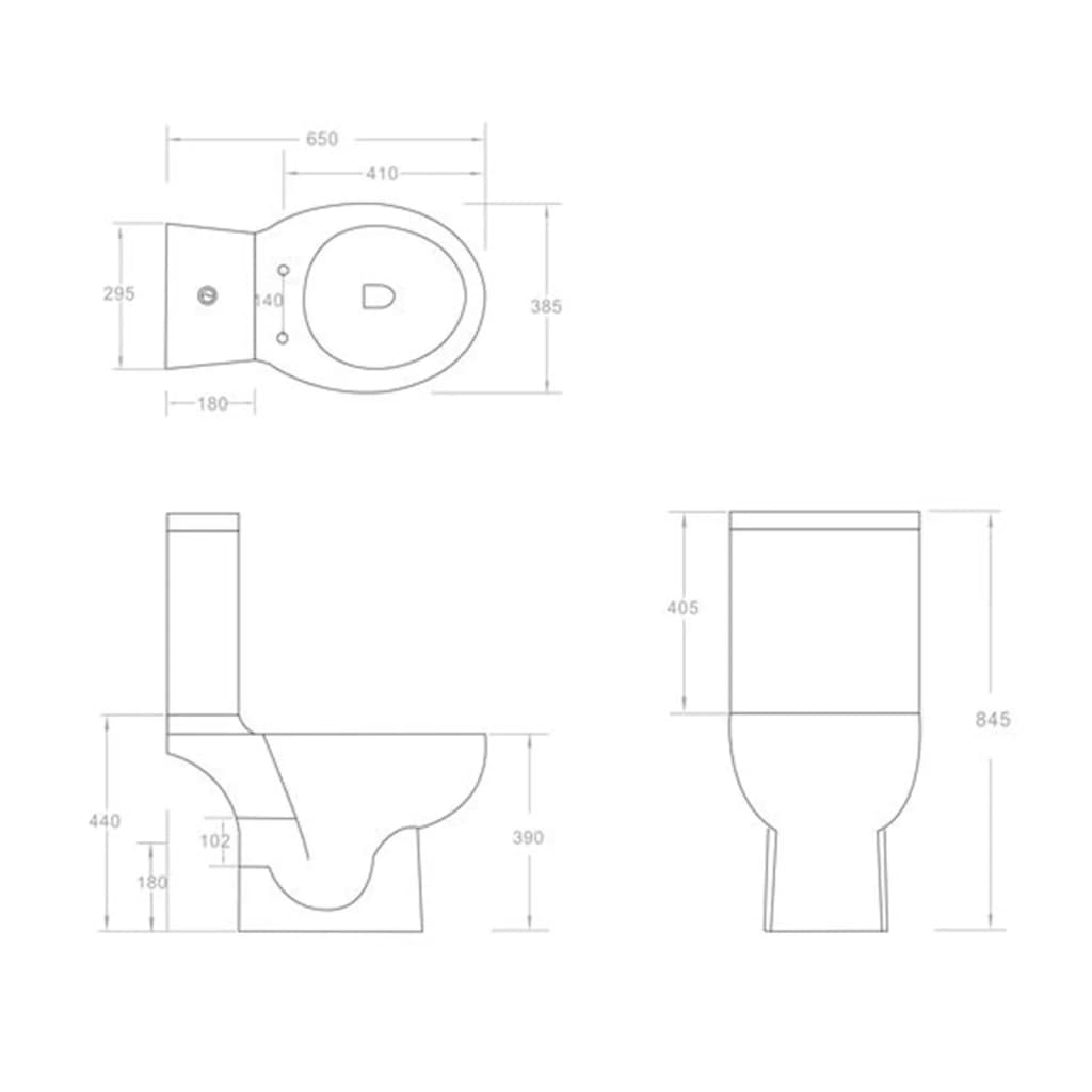 vidaXL fekete kerámia WC öblítőrendszerrel