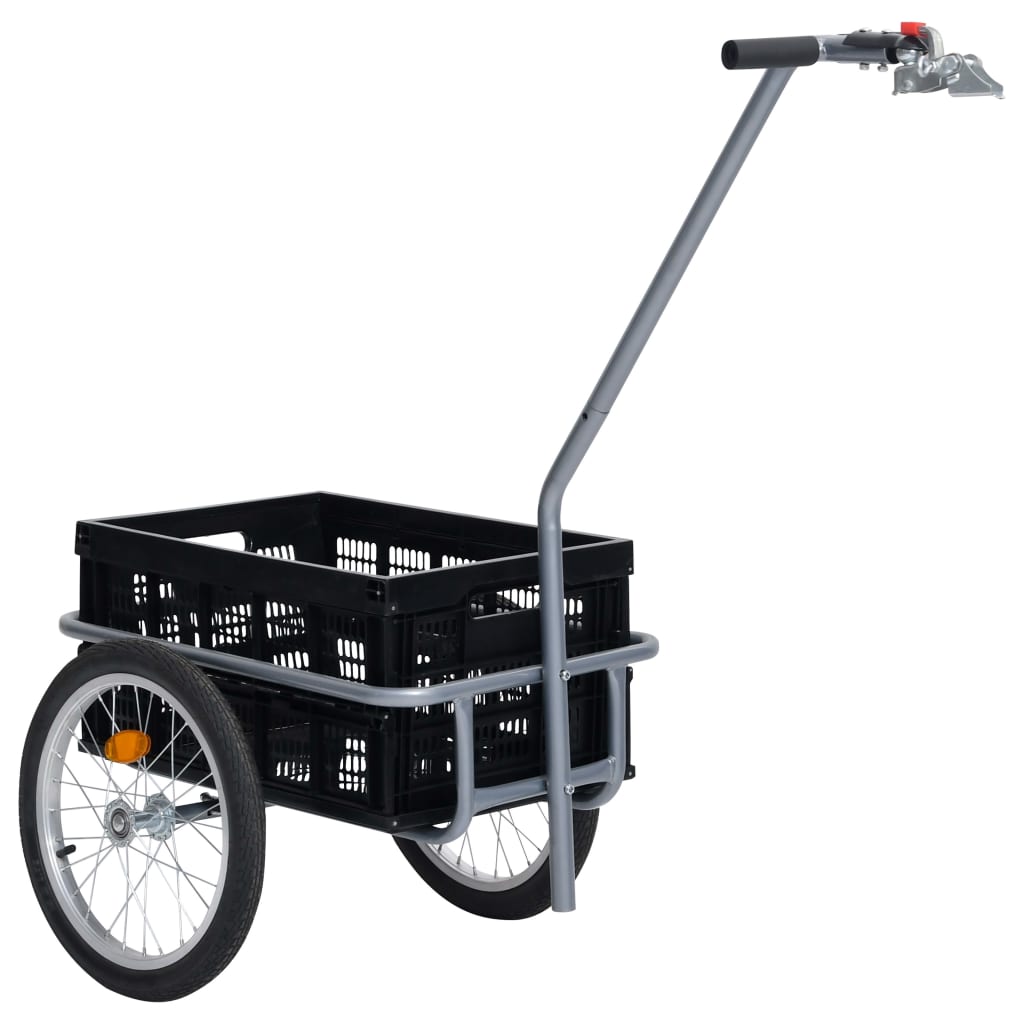 vidaXL fekete kerékpár pótkocsi összecsukható dobozzal 50 l 150 kg