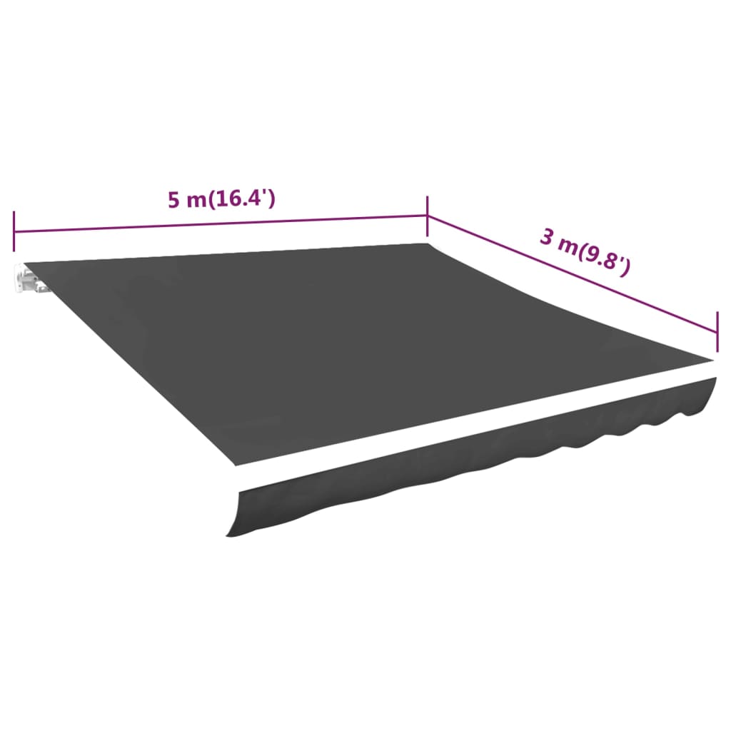 vidaXL antracitszürke vászon napellenző tető 500 x 300 cm