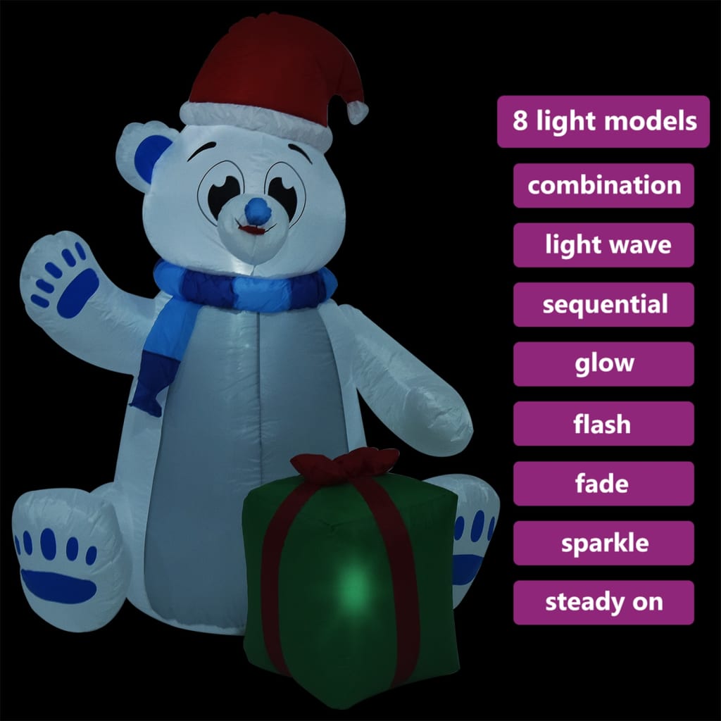 vidaXL karácsonyi LED-es bel- és kültéri felfújható jegesmedve 1,8 m