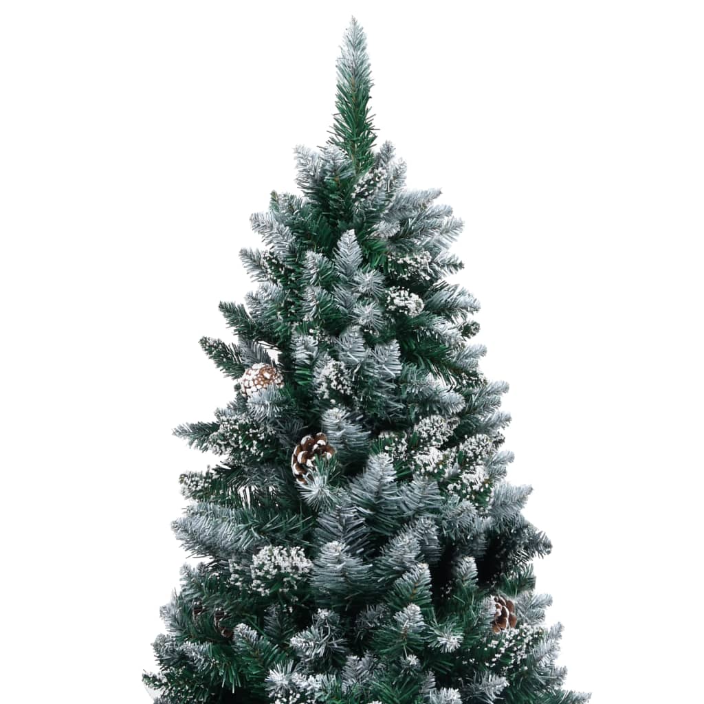 vidaXL műkarácsonyfa fenyőtobozokkal és fehér hóval 180 cm