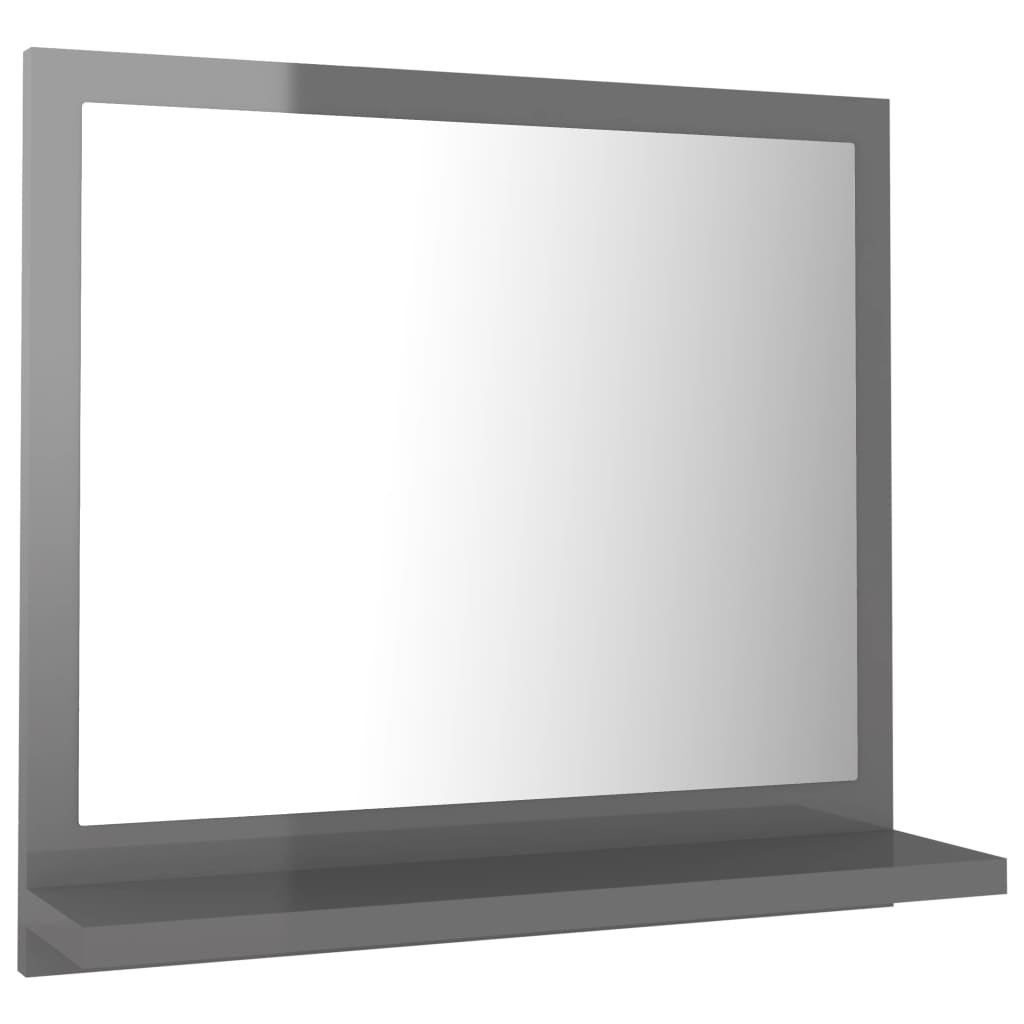 vidaXL magasfényű szürke forgácslap fürdőszobai tükör 40x10,5x37 cm