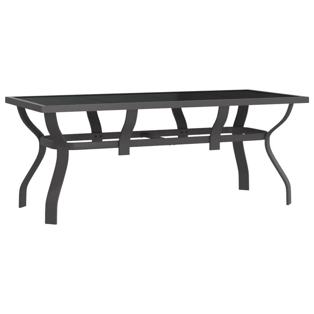 vidaXL szürke és fekete acél és üveg kerti asztal 180 x 80 x 70 cm