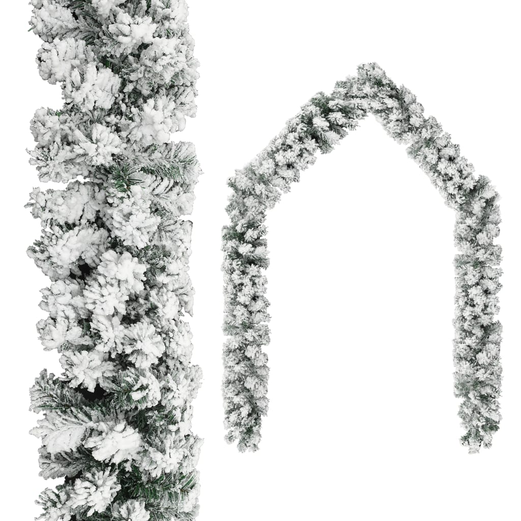 vidaXL zöld PVC karácsonyi füzér LED-ekkel és hópelyhekkel 20 m