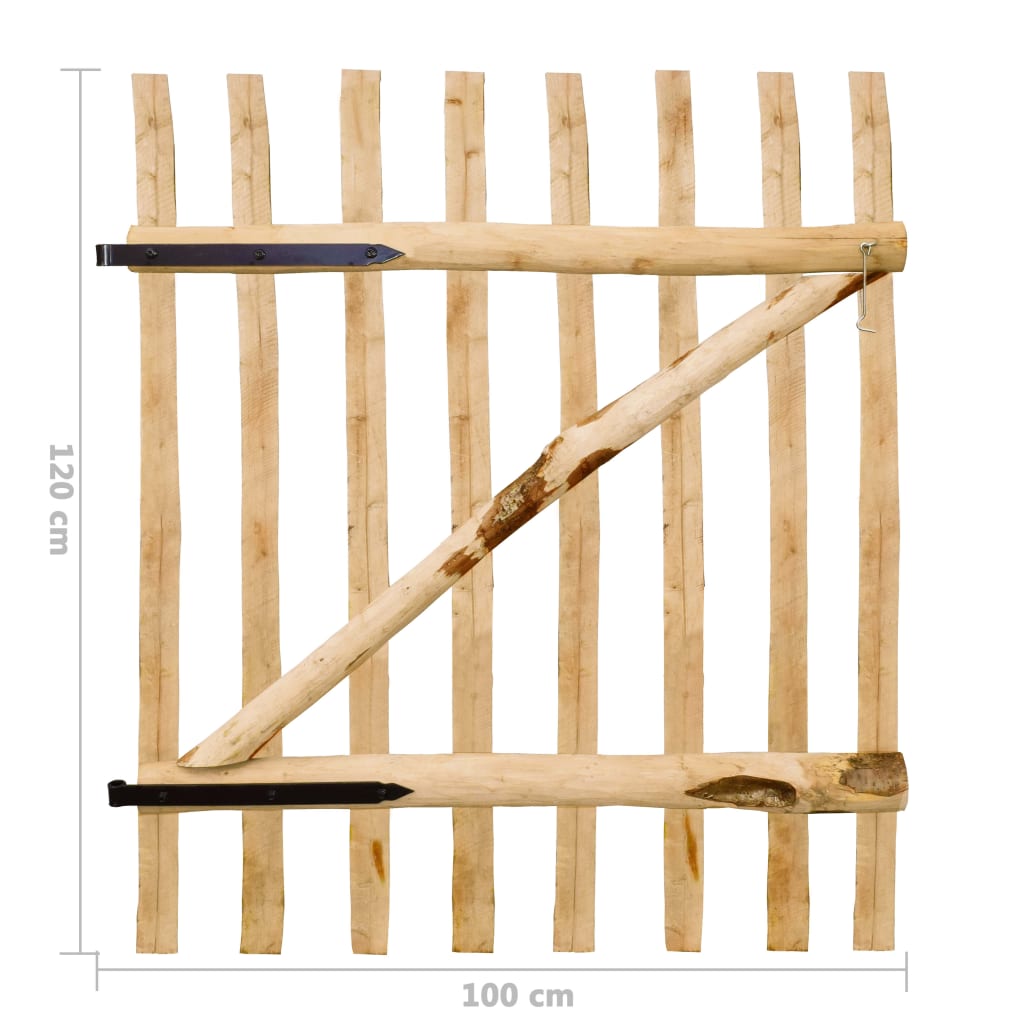 vidaXL egyajtós mogyorófa deszka-kerítéskapu 100 x 120 cm