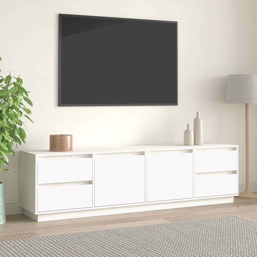 vidaXL fehér tömör fenyőfa TV-szekrény 176 x 37 x 47,5 cm