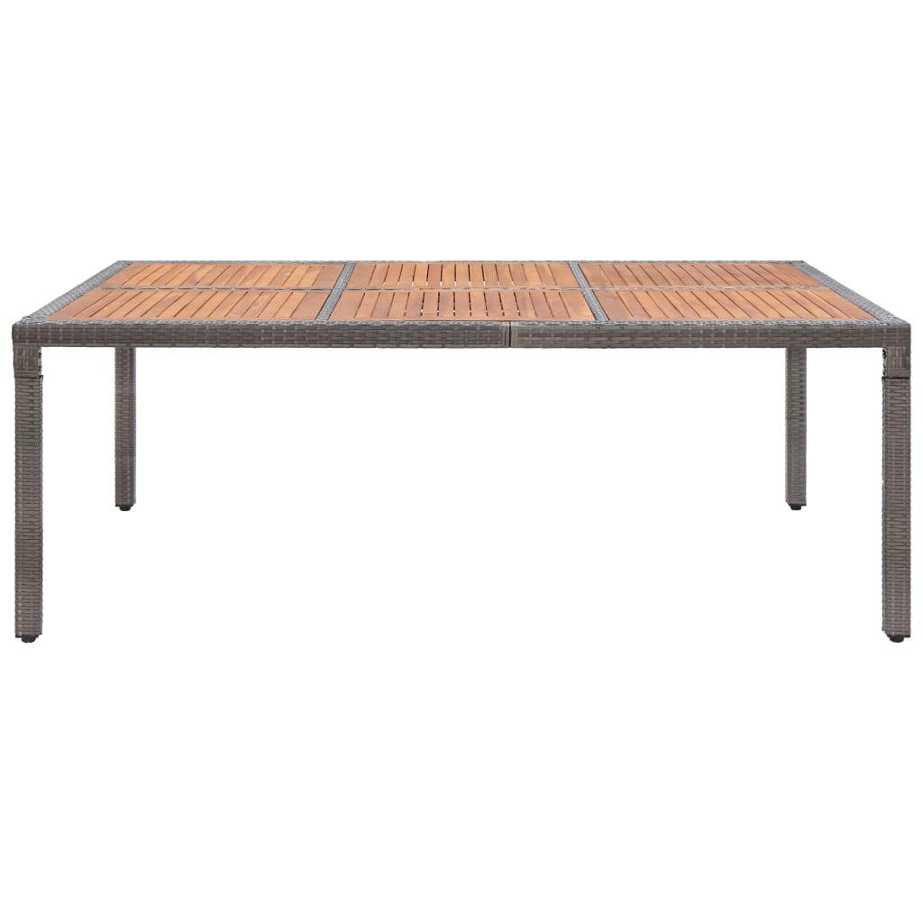 vidaXL szürke polyrattan és akácfa kerti asztal 200 x 150 x 74 cm