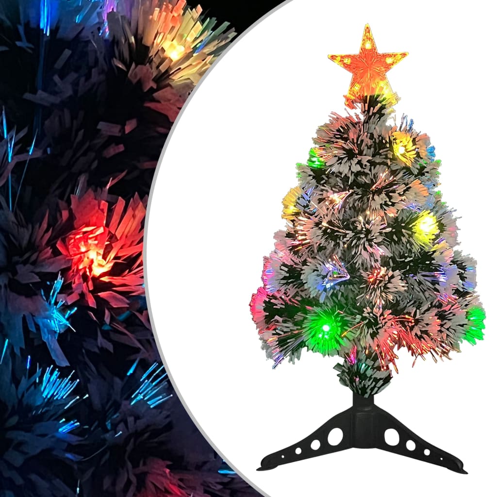vidaXL fehér és kék száloptikás megvilágított műkarácsonyfa 64 cm