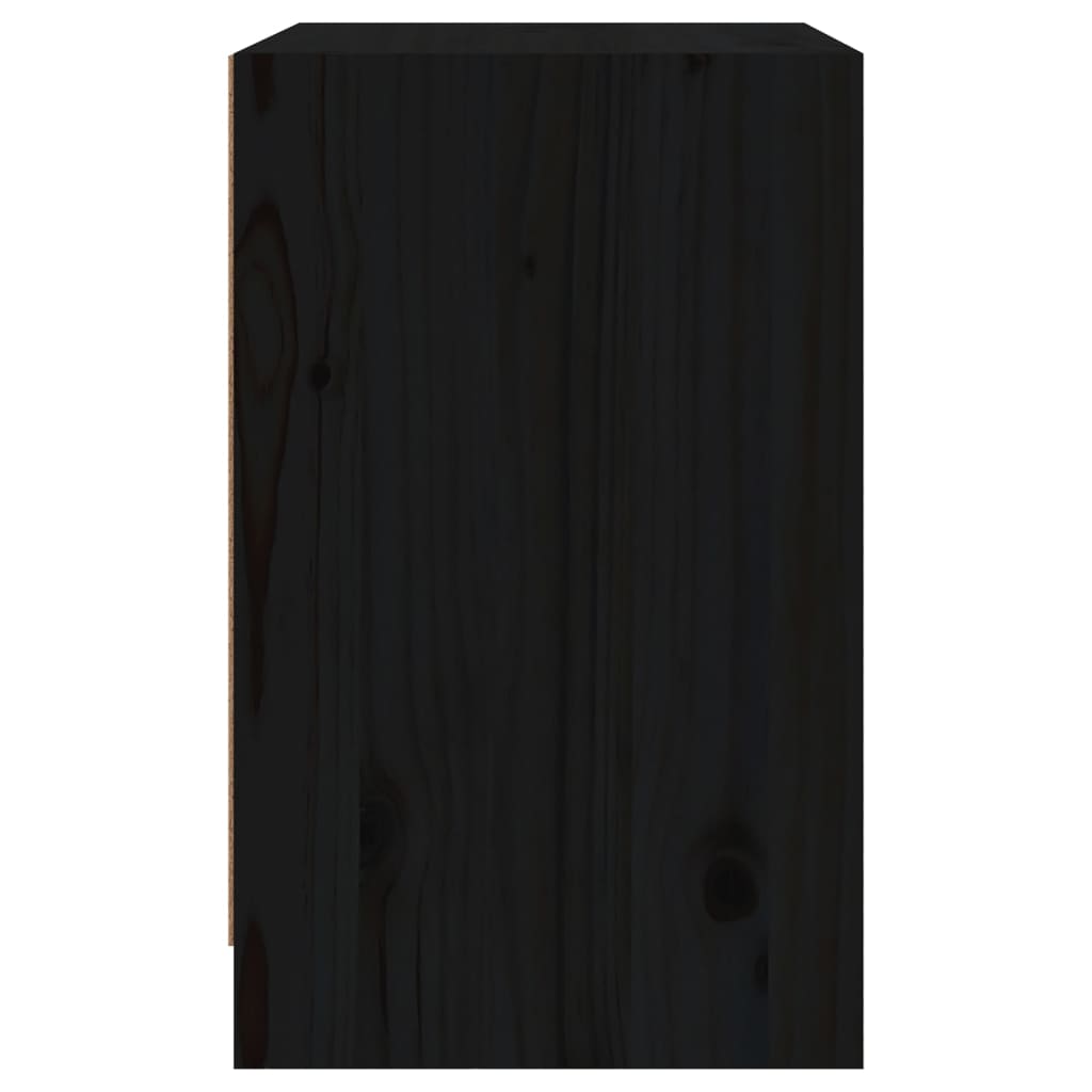 vidaXL fekete tömör fenyőfa éjjeliszekrény 40 x 31 x 50 cm