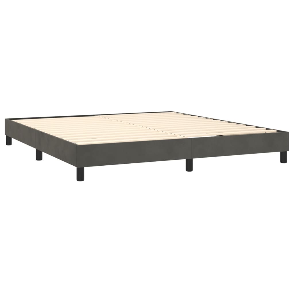 vidaXL sötétszürke bársony rugós ágy matraccal 180x200 cm