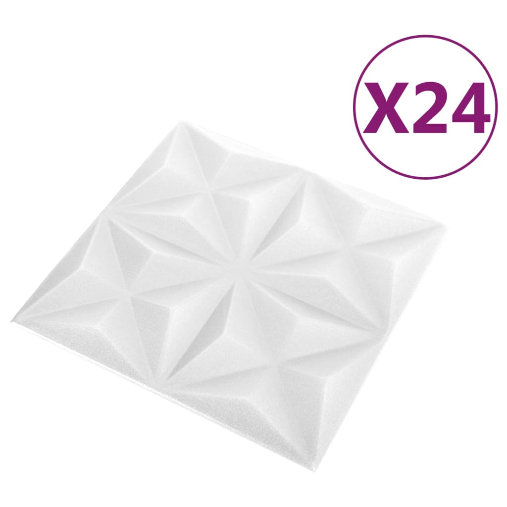vidaXL 24 darab origami fehér 3D fali panel 50 x 50 cm 6 m²