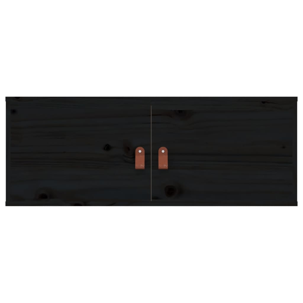 vidaXL fekete tömör fenyőfa faliszekrény 80 x 30 x 30 cm