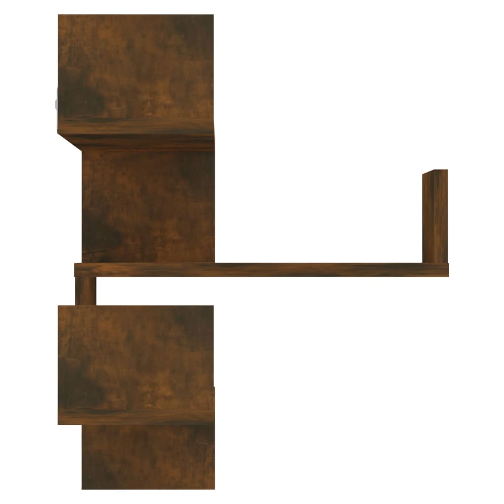 vidaXL füstös tölgyszínű szerelt fa fali sarokpolc 40x40x50 cm