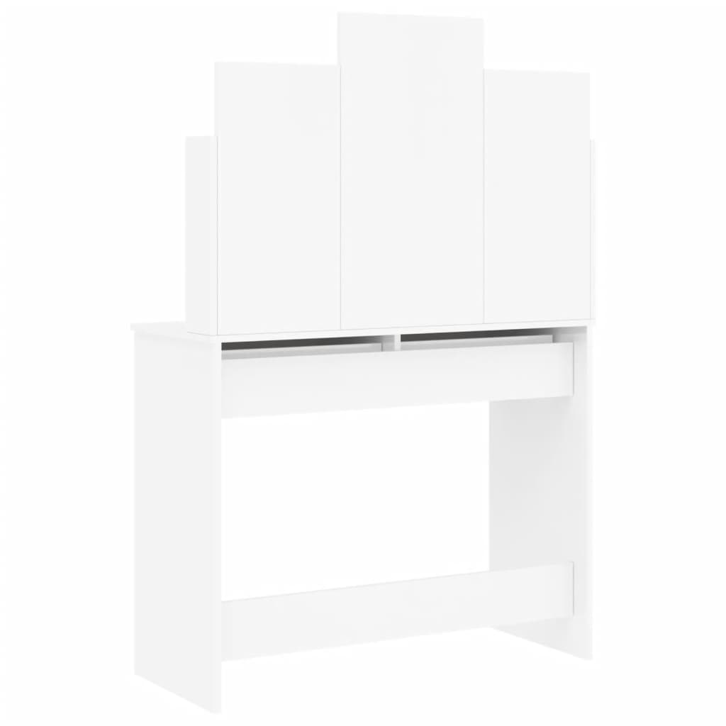 vidaXL magasfényű fehér fésülködőasztal tükörrel 96x39x142 cm