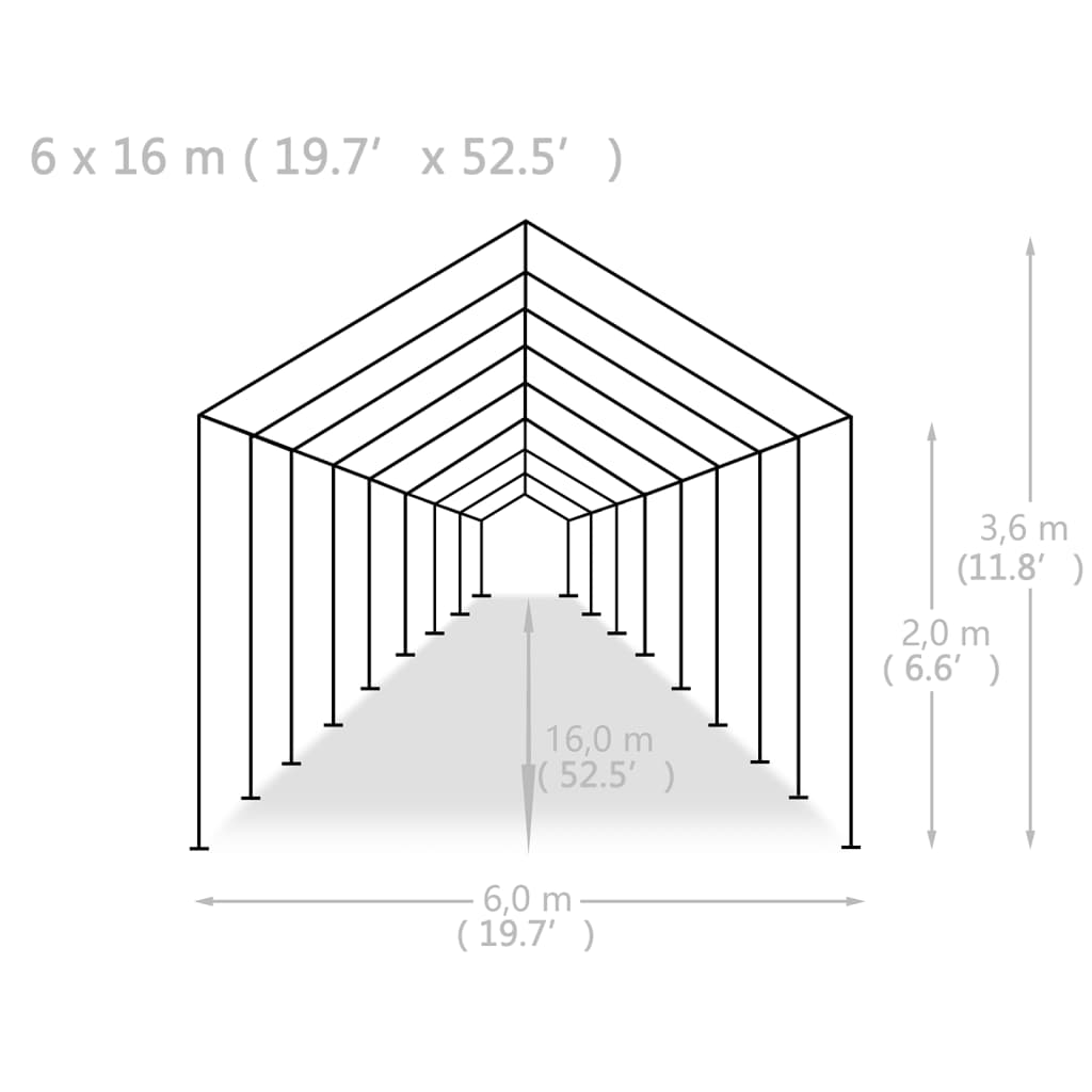 vidaXL fehér polietilén partisátor 6 x 16 m