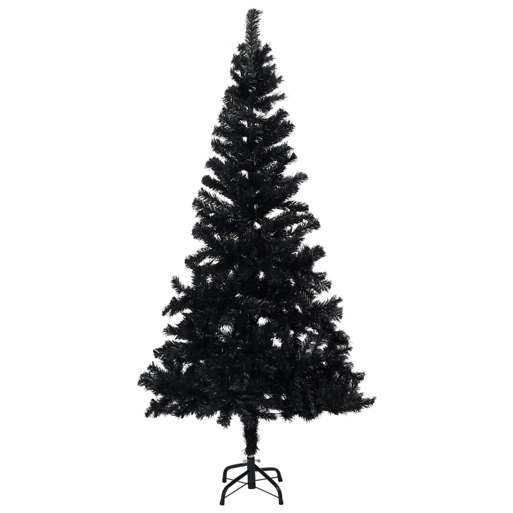 vidaXL fekete PVC műkarácsonyfa LED-fényekkel és gömbszettel 150 cm