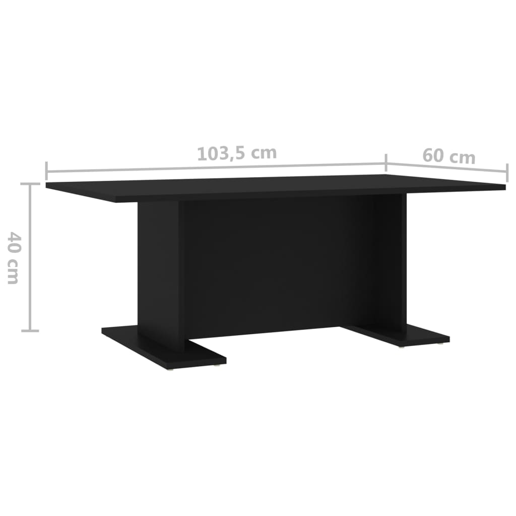vidaXL fekete forgácslap dohányzóasztal 103,5 x 60 x 40 cm