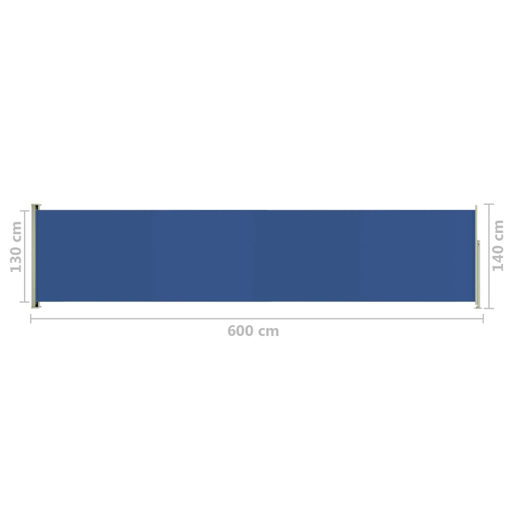 vidaXL kék kihúzható oldalsó terasznapellenző 140 x 600 cm