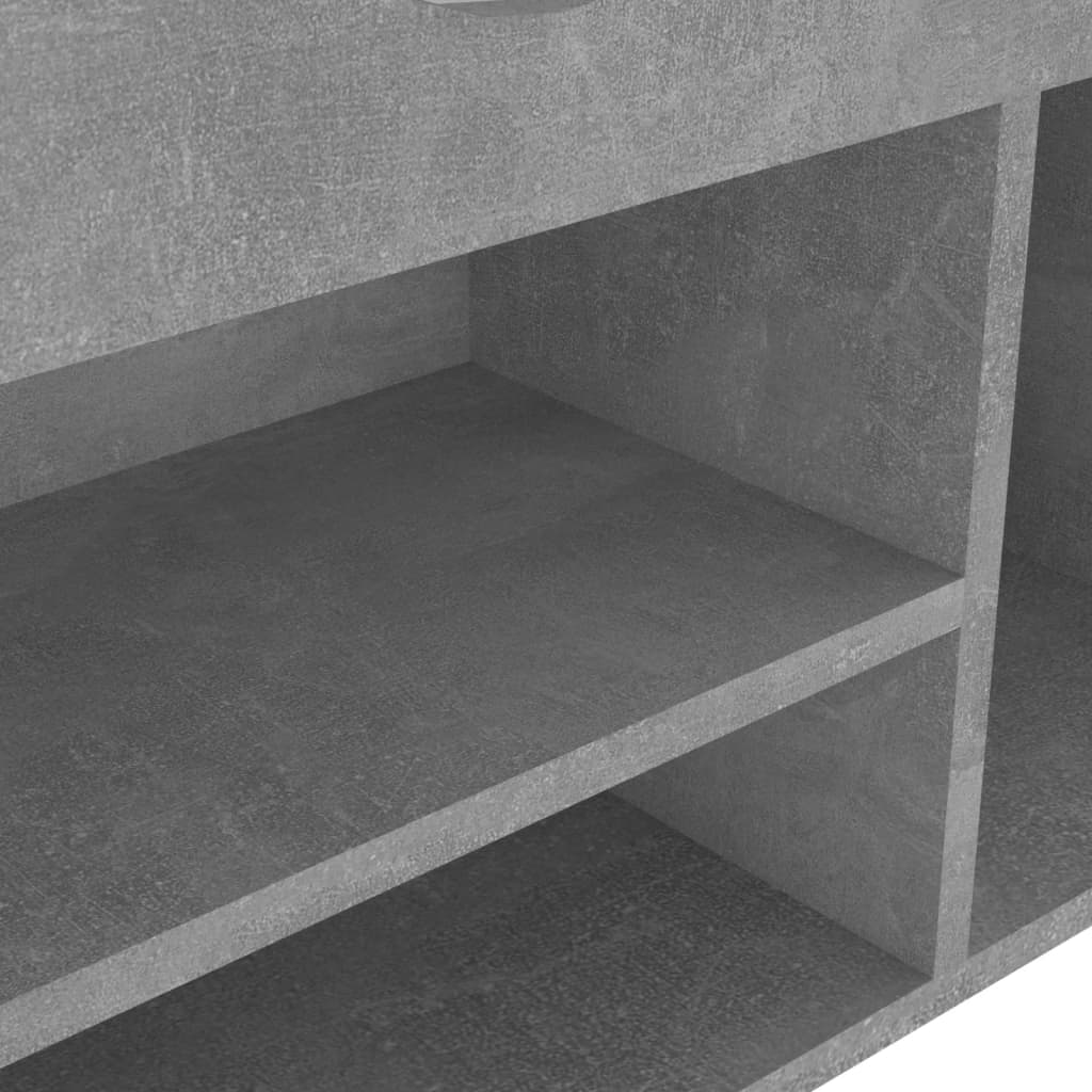 vidaXL betonszürke forgácslap cipőtároló pad párnával 104 x 30 x 49 cm
