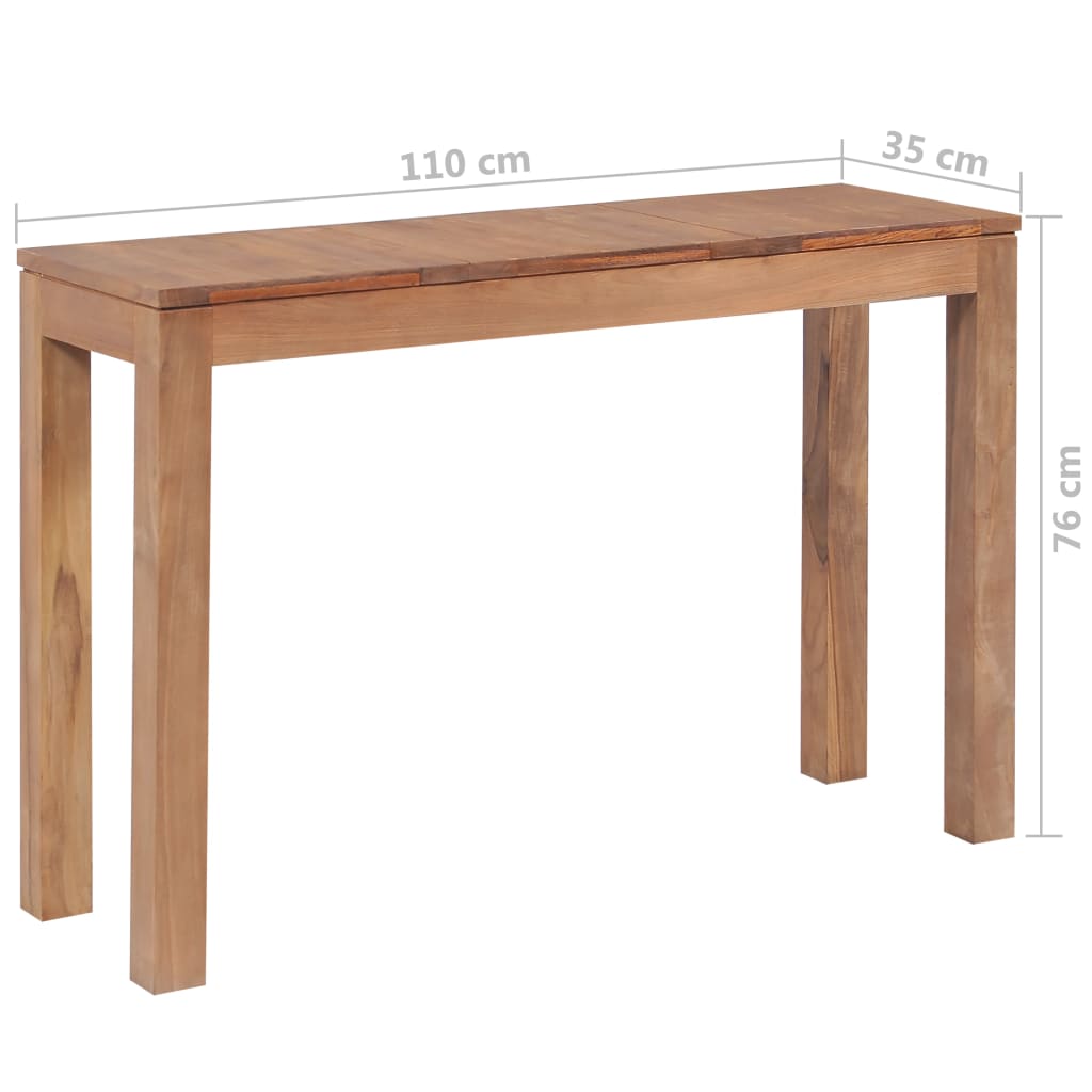 vidaXL természetes felületű tömör tíkfa tálalóasztal 110 x 35 x 76 cm