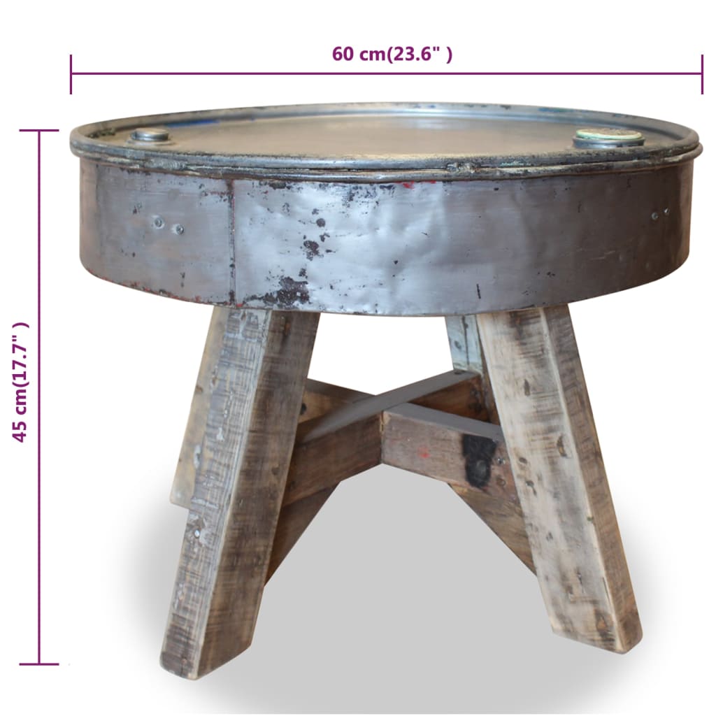 vidaXL dohányzóasztal újrahasznosított fa ezüstszínű 60 x 45 cm