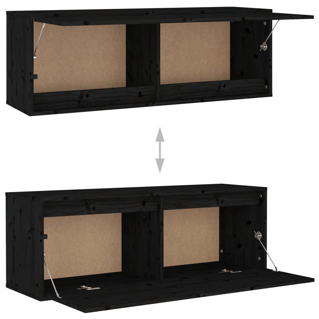 vidaXL 3 darab fekete tömör fenyőfa TV-szekrény
