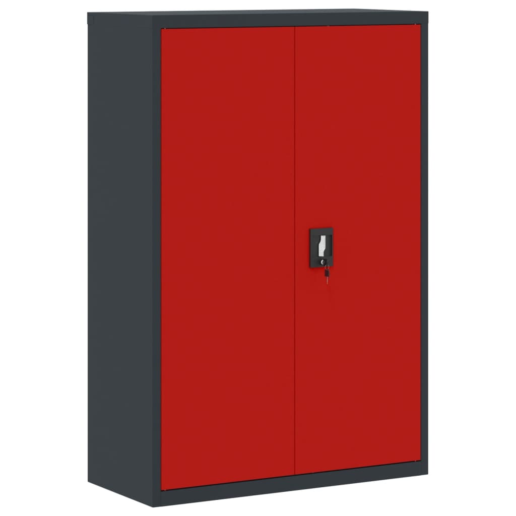 vidaXL antracitszürke-piros acél irattartó szekrény 90x40x140 cm