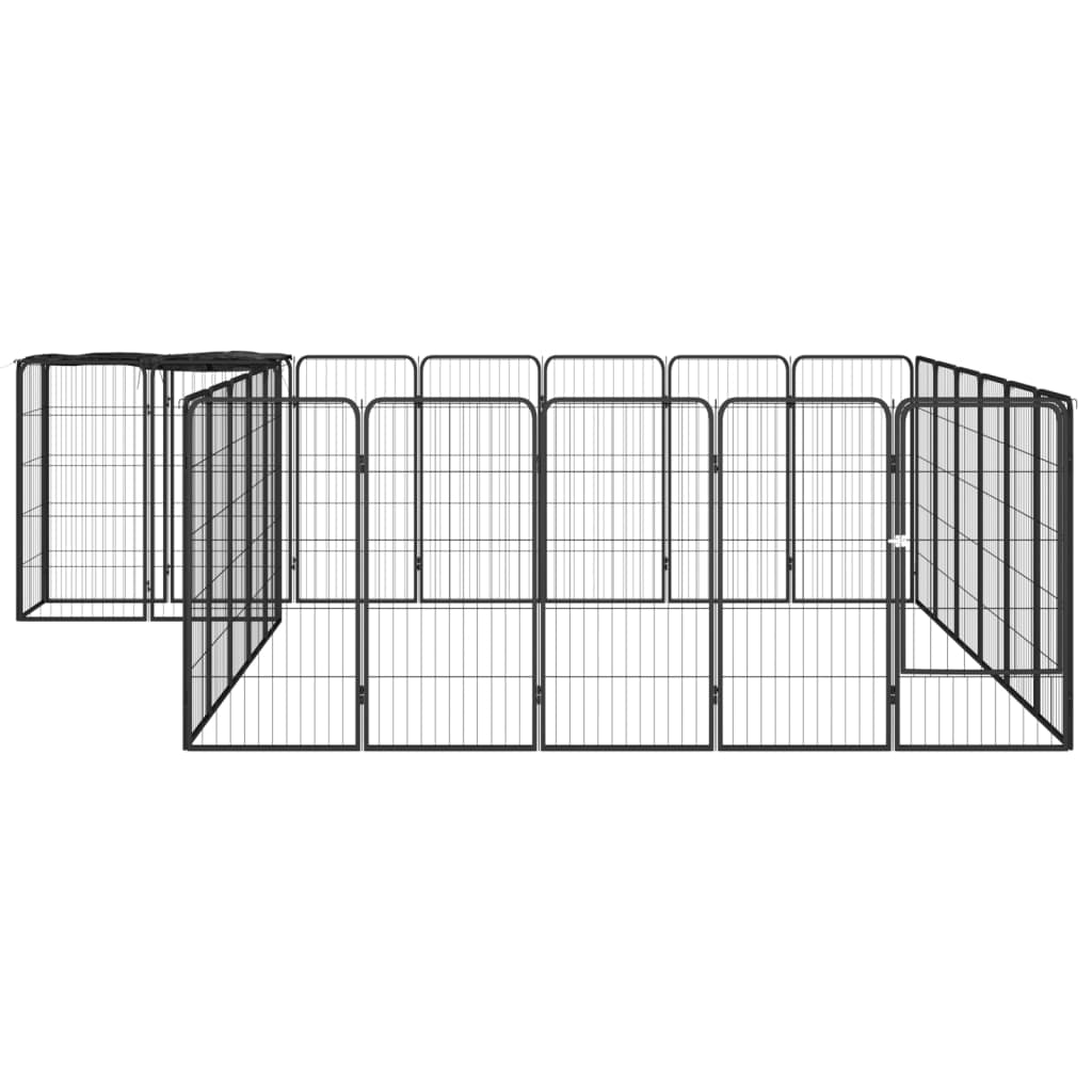 vidaXL 26-paneles fekete porszórt acél kutyakennel 50 x 100 cm