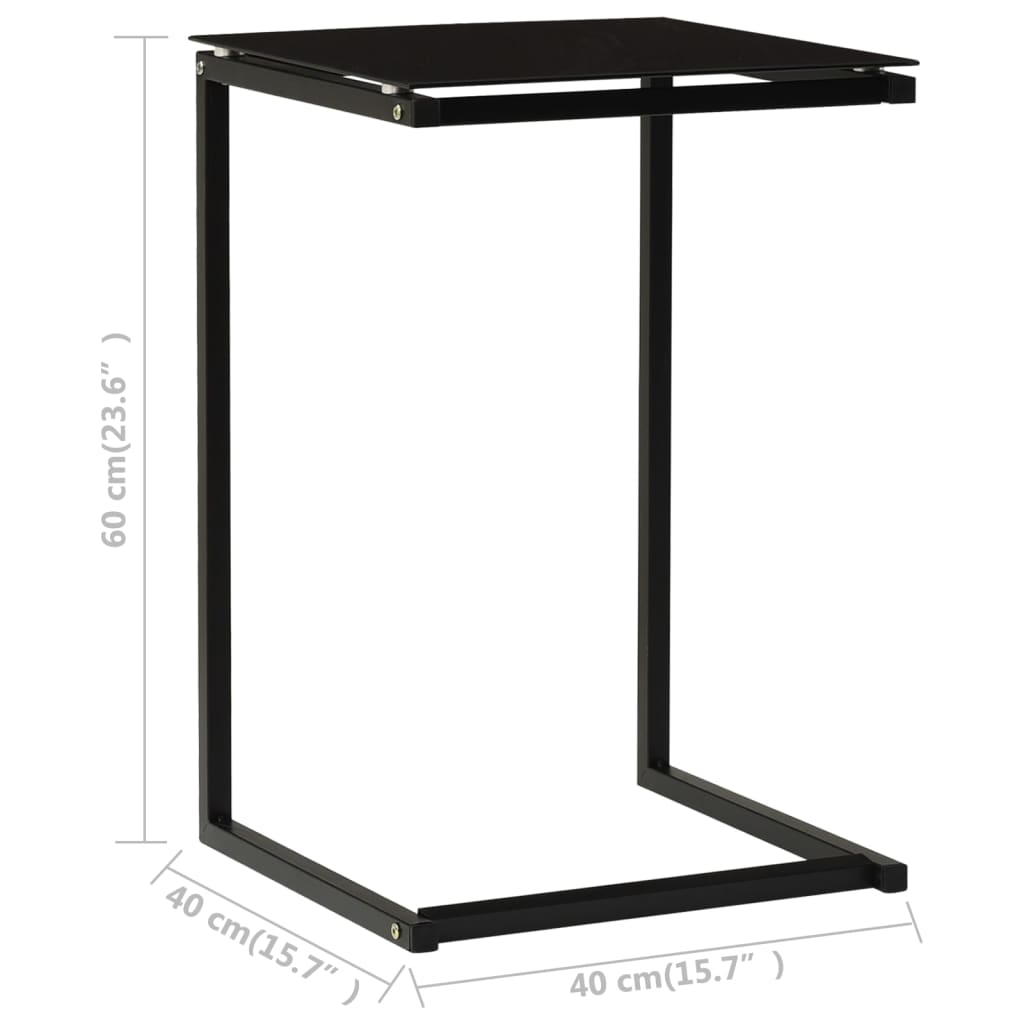 vidaXL fekete edzett üveg kisasztal 40 x 40 x 60 cm