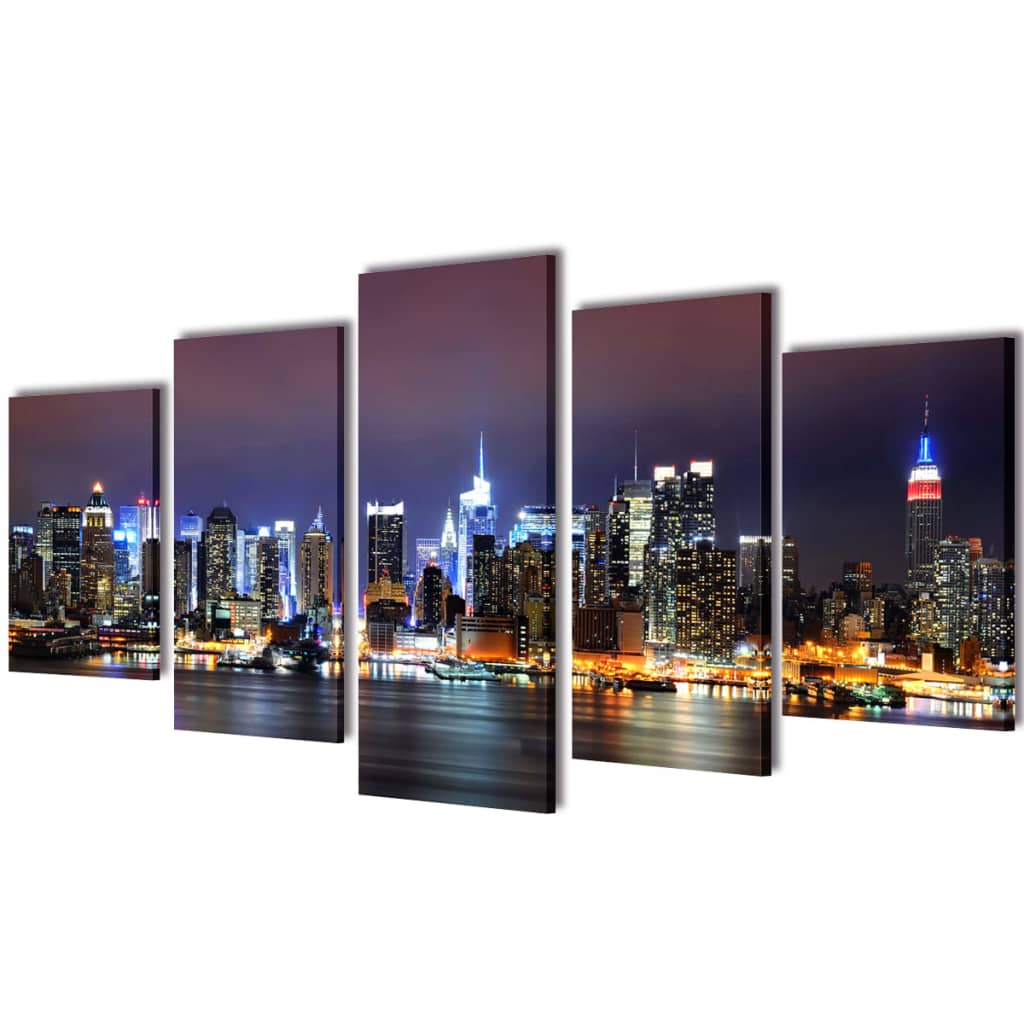 Vászon falikép szett színes new york-i Skyline 200 x 100 cm