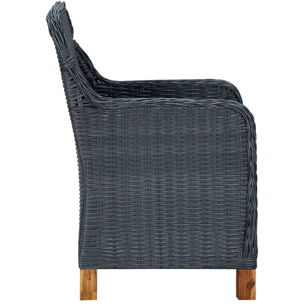 vidaXL 2 db sötétszürke polyrattan kerti szék párnával