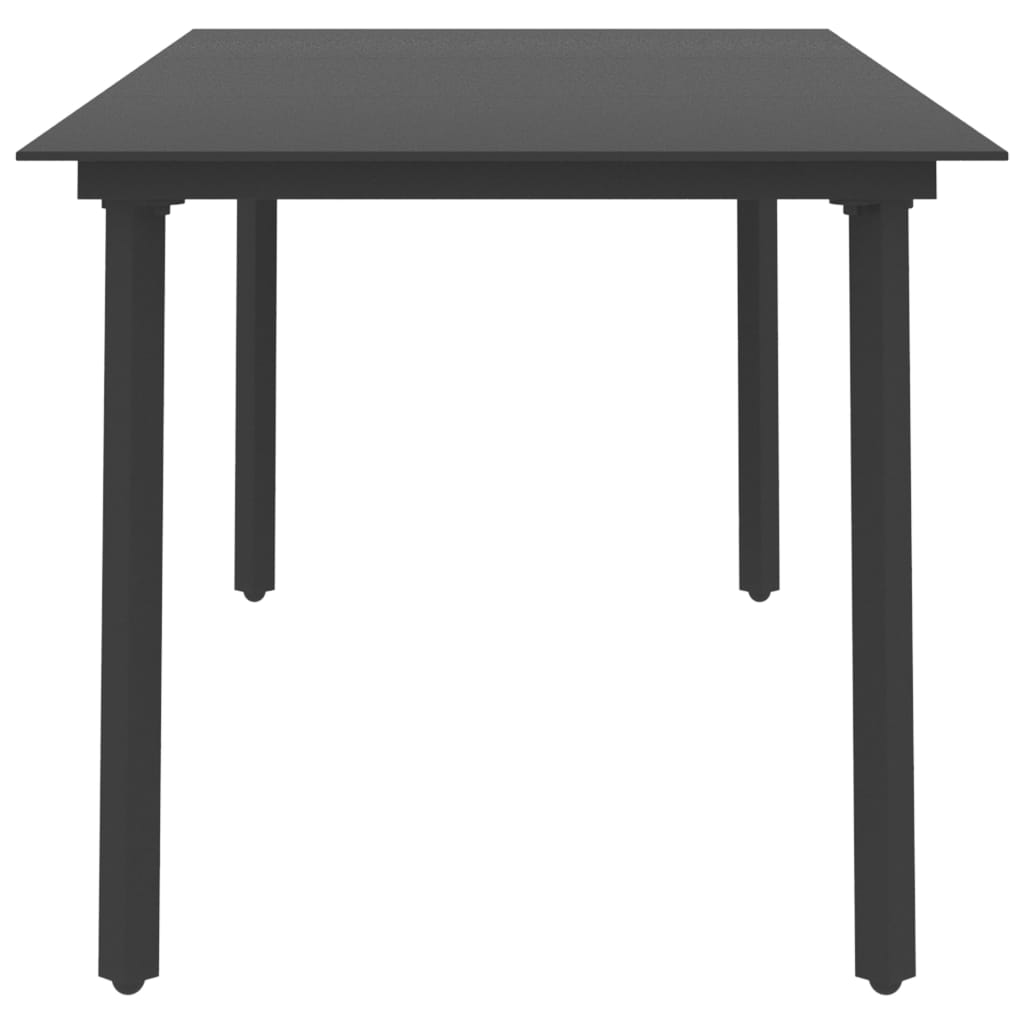 vidaXL fekete acél és üveg kerti étkezőasztal 190 x 90 x 74 cm