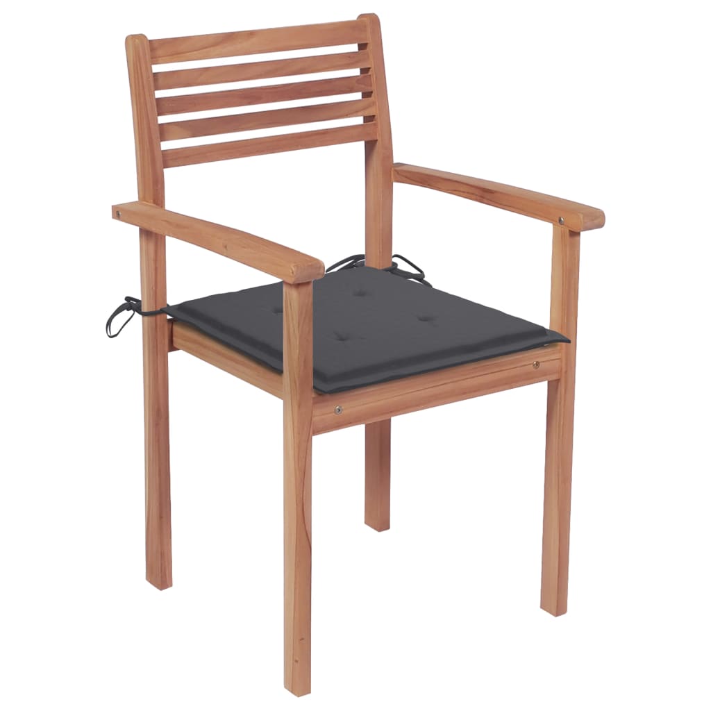 vidaXL 2 db tömör tíkfa kerti szék antracitszürke párnával