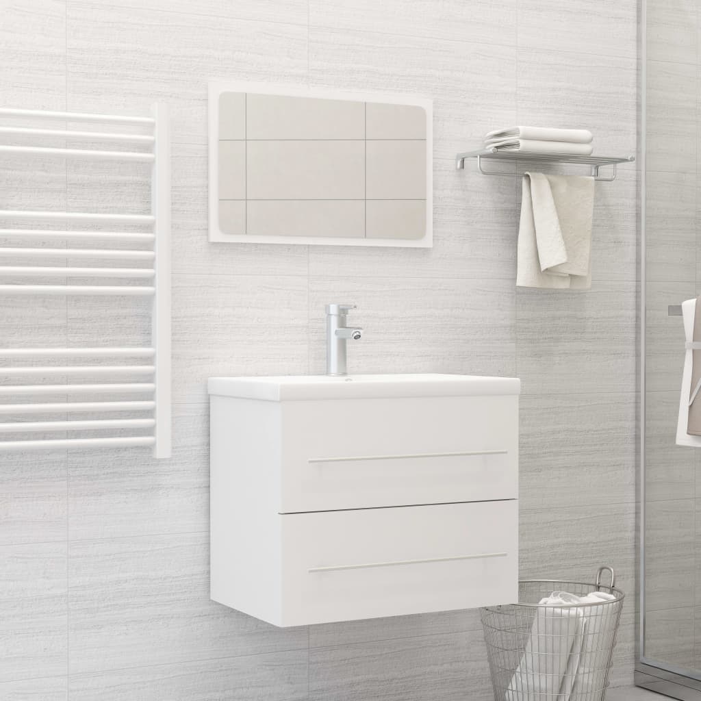 vidaXL 2 részes fehér szerelt fa fürdőszobai bútorszett