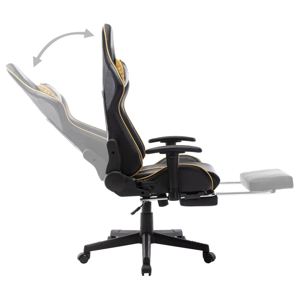vidaXL fekete és aranyszínű műbőr gamer szék lábtámasszal