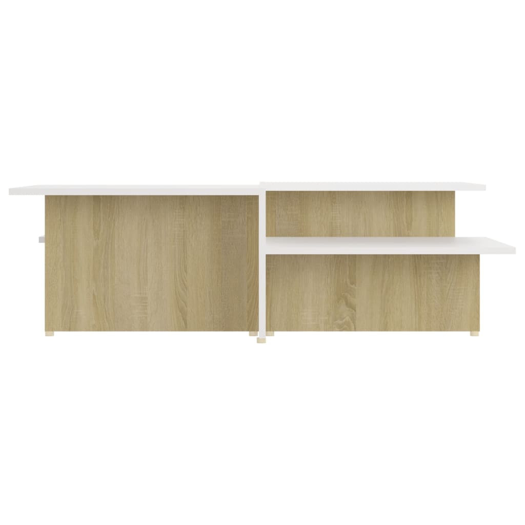 vidaXL 2 db sonoma-tölgy/fehér szerelt fa dohányzóasztal 111,5x50x33cm