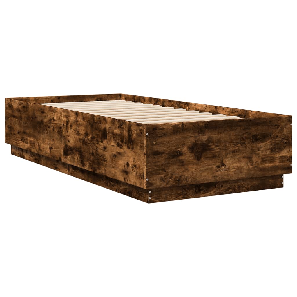 vidaXL füstös tölgyszínű szerelt fa ágykeret 100 x 200 cm